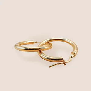 Klassische Reifen Gold Ohrringe - 14K