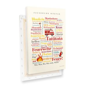 Leinwand Feuerwehr Wörter – Keilrahmen